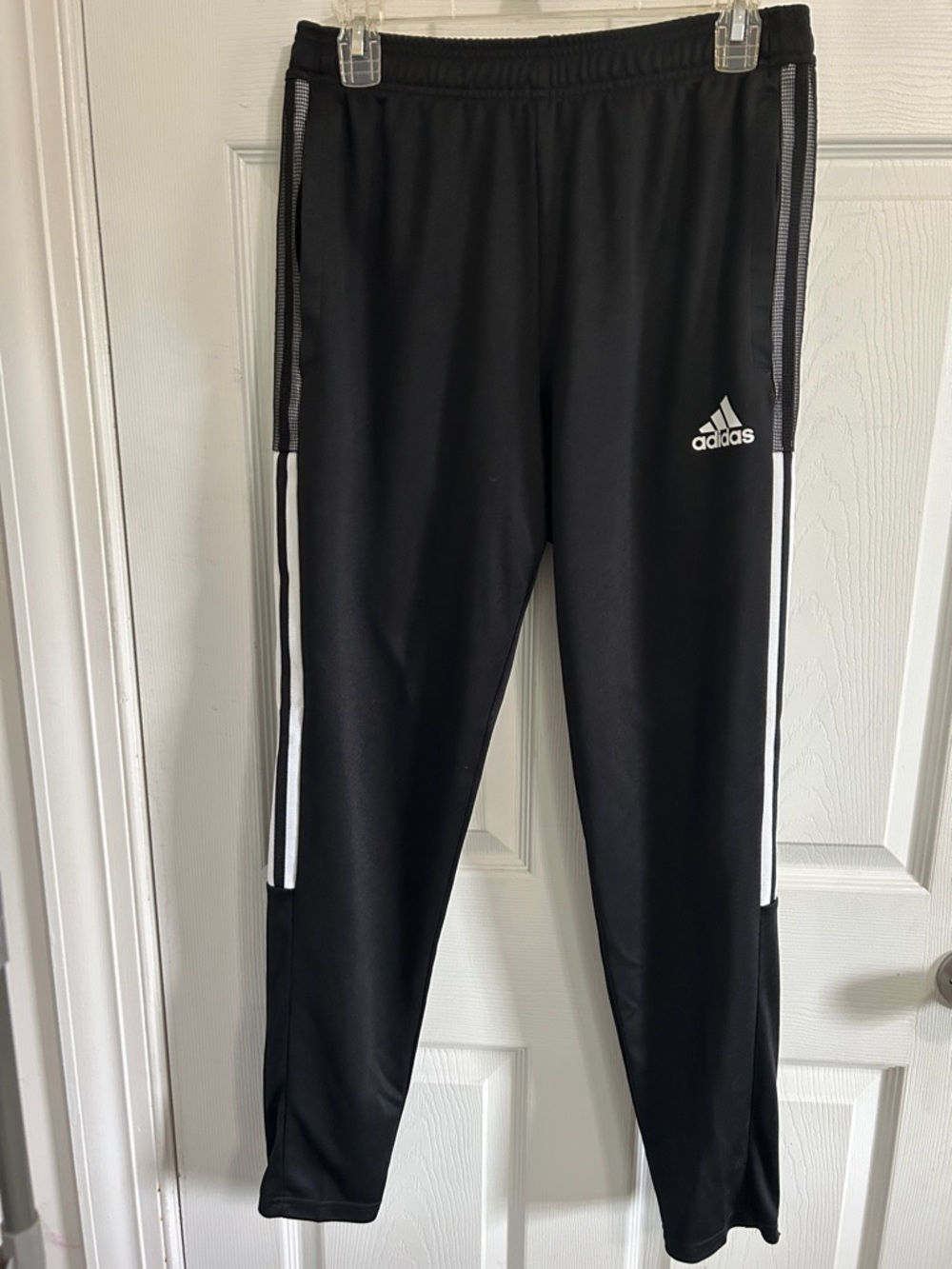 adidas Black Joggers with White Side Stripes